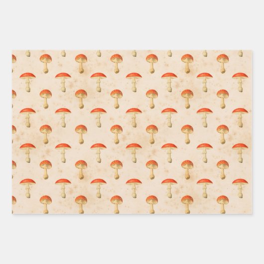 Vintage Rote Pilze Geschenkpapier Set (Vorderseite 3)
