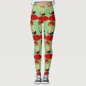 Vintage Rote Pilze Leggings (Vorderseite)