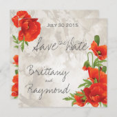 VINTAGE ROTE POPPIEN SAVE THE DATE (Vorne/Hinten)