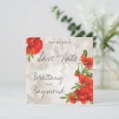 VINTAGE ROTE POPPIEN SAVE THE DATE (Stehend Vorderseite)