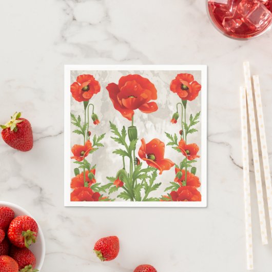 VINTAGE ROTE POPPIES PAPIERNAPKINS SERVIETTE (Beispiel)