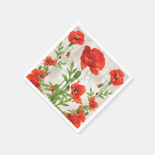 VINTAGE ROTE POPPIES PAPIERNAPKINS SERVIETTE (Ecke)