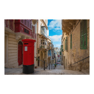 Vintage rote Postbox auf Malta Fotodruck