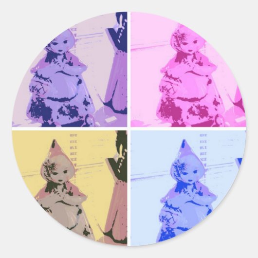 Vintage Rote Reithood Runder Aufkleber (Vorderseite)