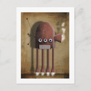 Vintage rote Robot-Pstkarte Postkarte