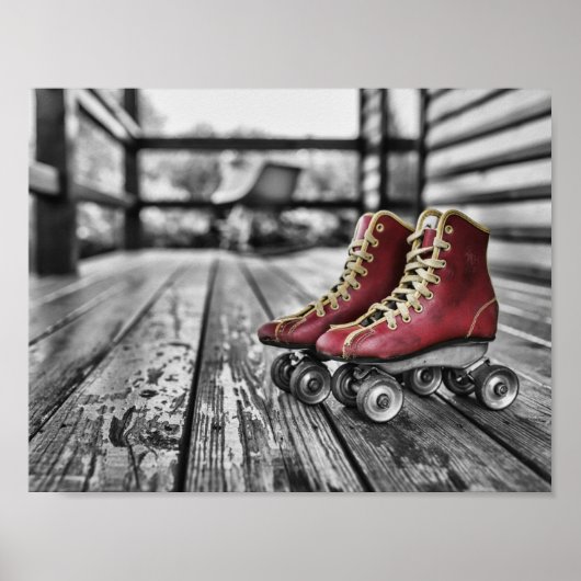 Vintage rote Rollschuhe Poster (Vorne)