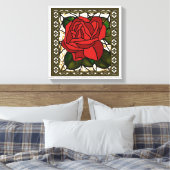Vintage Rote Rose Art Deco Leinwanddruck (Insitu (Schlafzimmer))