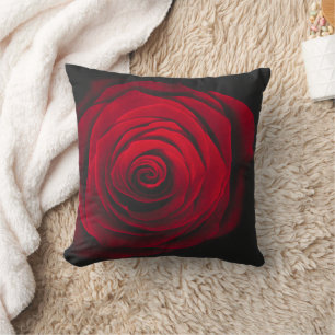Vintage rote Rose auf schwarzem Hintergrund Kissen