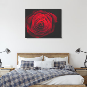 Vintage rote Rose auf schwarzem Hintergrund Leinwanddruck