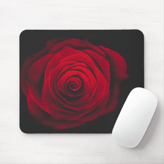 Vintage rote Rose auf schwarzem Hintergrund Mousepad (Mit Mouse)