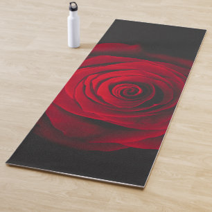 Vintage rote Rose auf schwarzem Hintergrund Yogamatte