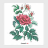 Vintage Rote Rose Aufkleber (Blatt)