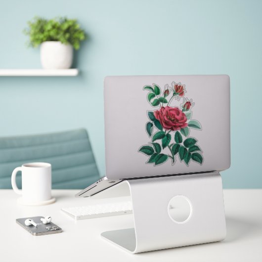 Vintage Rote Rose Aufkleber (Laptop auf Schreibtisch)