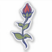 Vintage Rote Rose Aufkleber (Vorderseite)