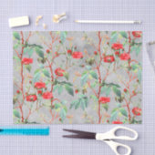 Vintage Rote Rose Blumengarten auf Grau Seidenpapier (Handwerk)