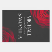 Vintage rote Rose Blütenhochzeit Geschenkpapier Set (Vorderseite)