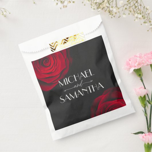 Vintage rote Rose Blütenhochzeit Geschenktütchen (Versiegelt)