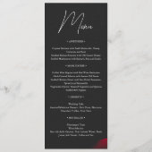 Vintage rote Rose Blütenhochzeit Menükarte (Rückseite)