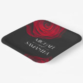 Vintage rote Rose Blütenhochzeit Pappteller (Gewinkelt)