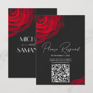 Vintage rote Rose Blütenhochzeit RSVP Karte