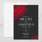 Vintage rote Rose Blütenhochzeit Save The Date (Vorne/Hinten)