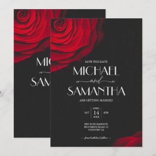Vintage rote Rose Blütenhochzeit Save The Date