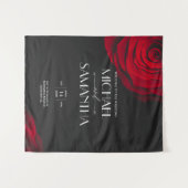 Vintage rote Rose Blütenhochzeit Wandteppich (Vorderseite (Horizontal))