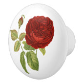Vintage Rote Rose Botanisch Keramikknauf (Rechts)