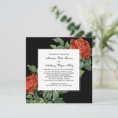 Vintage Rote Rose Botanische Hochzeit Einladung (Stehend Vorderseite)
