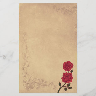 Vintage Rote Rose Briefpapier