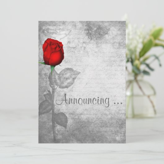 Vintage Rote Rose Einladung (Stehend Vorderseite)