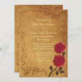 Vintage Rote Rose Einladung (Vorne/Hinten)