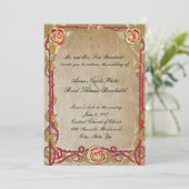 Vintage Rote Rose Einladung zur Hochzeit (Stehend Vorderseite)