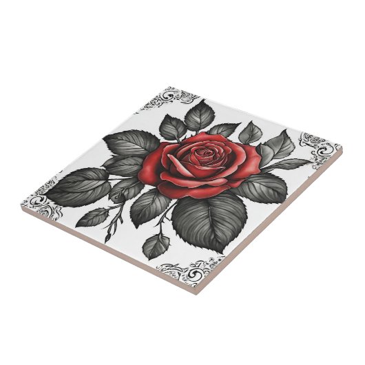 Vintage Rote Rose Fliese (Seite)