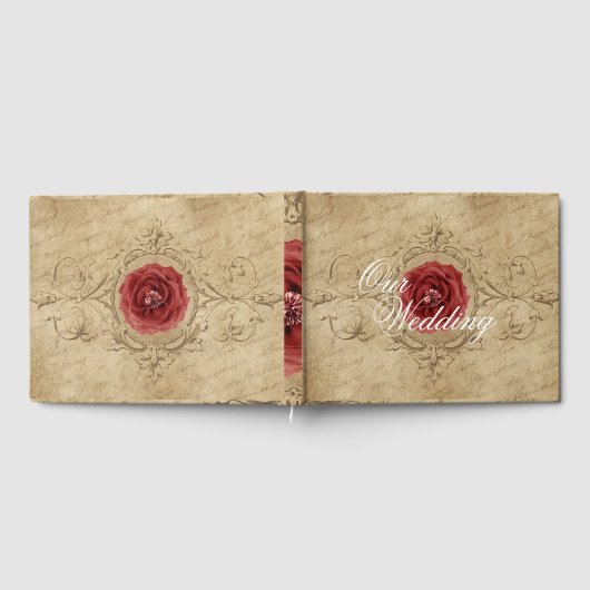 Vintage Rote Rose Gästebuch (Voll)