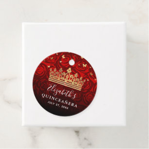 Vintage Rote Rose Gold Black Quinceanera Geschenkanhänger