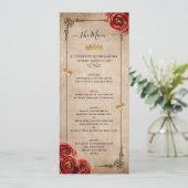 Vintage Rote Rose Gold Schwarz Menükarte (Stehend Vorderseite)