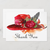 Vintage Rote Rose hat Flat Dankeschön Karte (Vorne/Hinten)