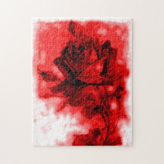 Vintage Rote Rose Illustration Blume Kunst Puzzle (Vertikal)