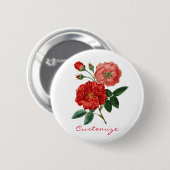Vintage Rote Rose Illustration Thunder_Cove Button (Vorne & Hinten)