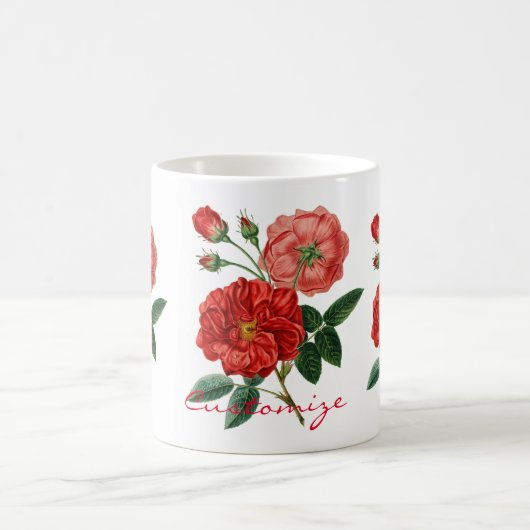 Vintage Rote Rose Illustration Thunder_Cove Kaffeetasse (Mittel)