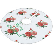 Vintage Rote Rose Illustration Thunder_Cove Polyester Weihnachtsbaumdecke (Schrägansicht)