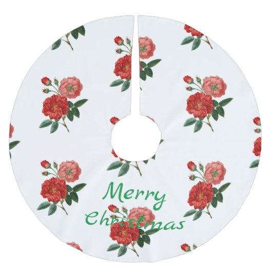 Vintage Rote Rose Illustration Thunder_Cove Polyester Weihnachtsbaumdecke (Vorderseite)