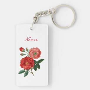 Vintage Rote Rose Illustration Thunder_Cove Schlüsselanhänger