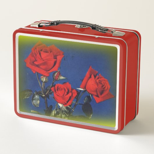 Vintage Rote Rose Lunchbox (Rückseite)