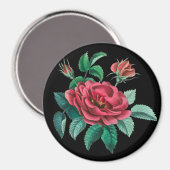 Vintage Rote Rose Magnet (Vorderseite/Rückseite)