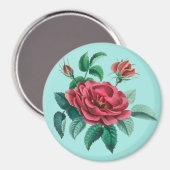 Vintage Rote Rose Magnet (Vorderseite/Rückseite)