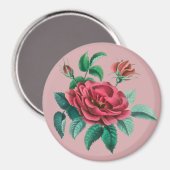 Vintage Rote Rose Magnet (Vorderseite/Rückseite)