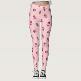 Vintage Rote Rose Muster Pink Leggings