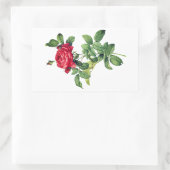 Vintage Rote Rose Rechteckiger Aufkleber (Tasche)